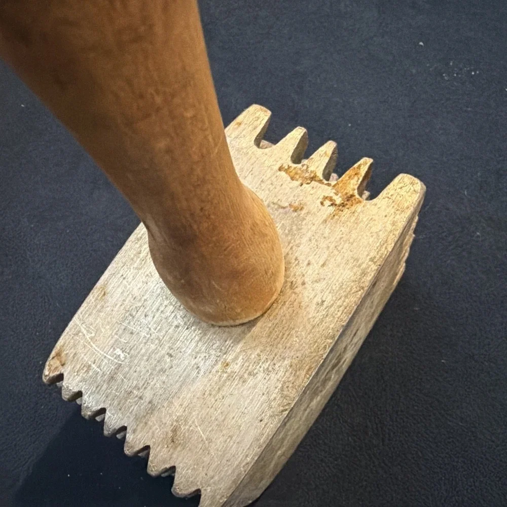 Vintage Large Heavy Duty Aluminum‎ Meat Tenderizer With Wood Handle
